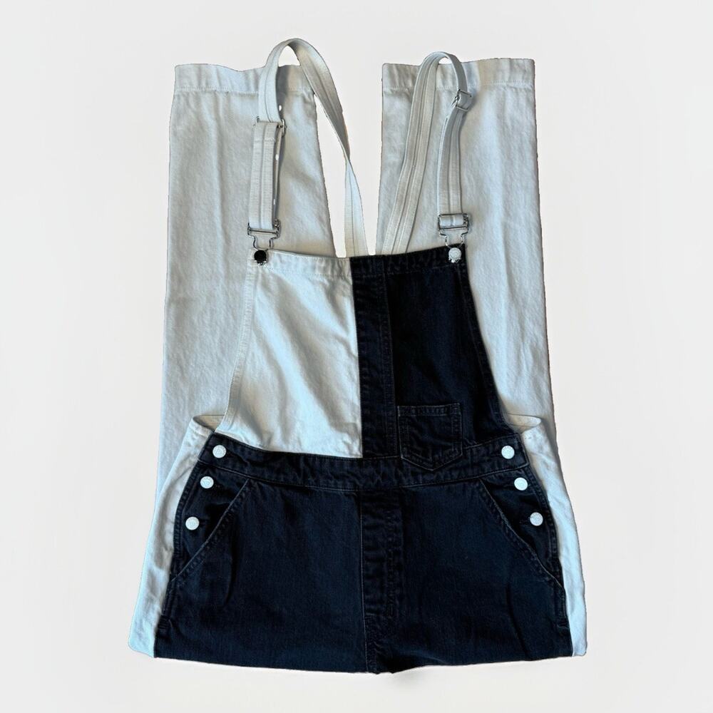 Vintage Guess Jeans Overalls Women's 29 White Black Two Tone Streetwear New York